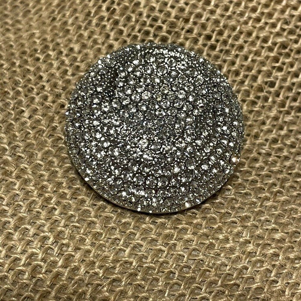 rhinestone encrusted adjustable stretch Round Domed  cocktail Statement ring